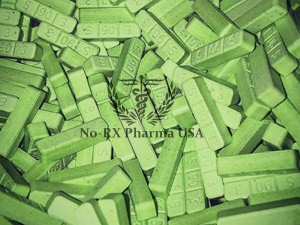 Closeup Image of Green xanax Bars tablet