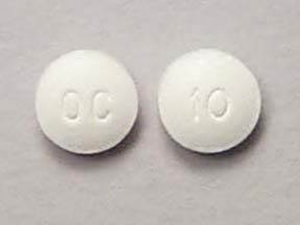 Closeup Image of Oxycontin OC 10 mg tablet